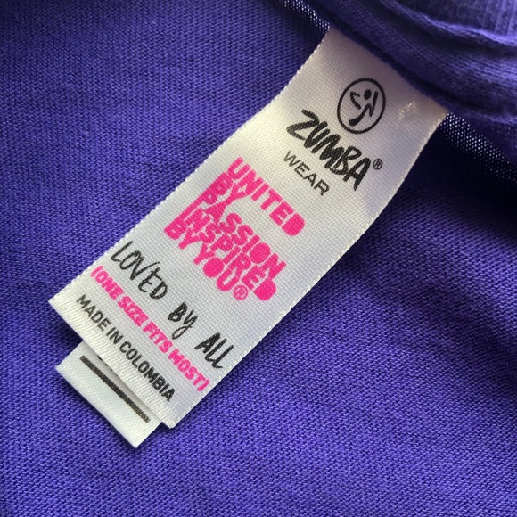 Zumba Wear Fitness Logo Graphics One Size Fits Most Purple T-Shirt Short Sleeves - Picture 4 of 13